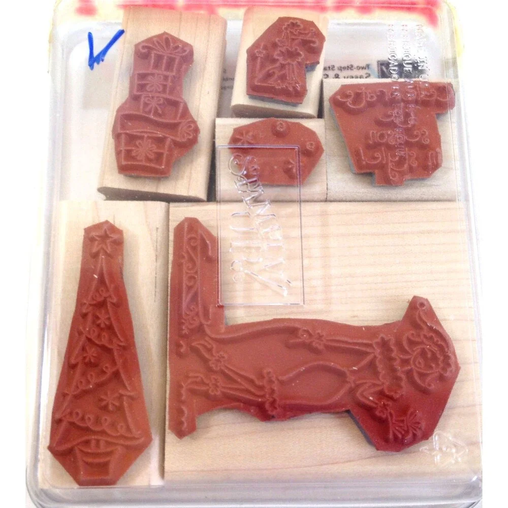 Stampin’ Up! Sassy & Seasonal Set of 6 Tags Un-Used Open Box Wood Mounted Rare